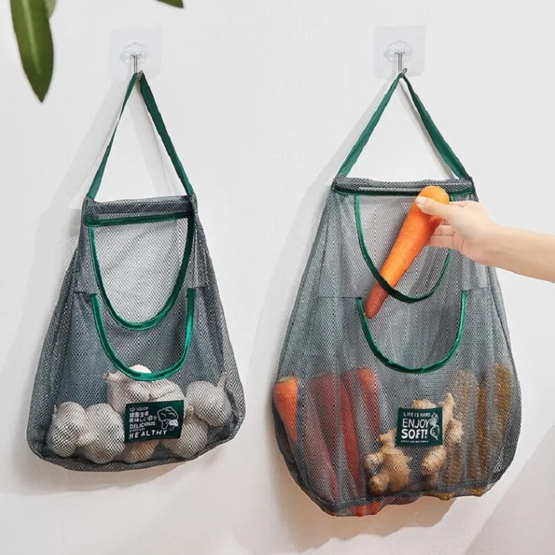 Bolsas de almacenamiento reutilizables, bolsa de malla colgante para cocina, bolsa de red para almacenamiento de frutas y verduras para el hogar, para jengibre, ajo, patatas y cebollas