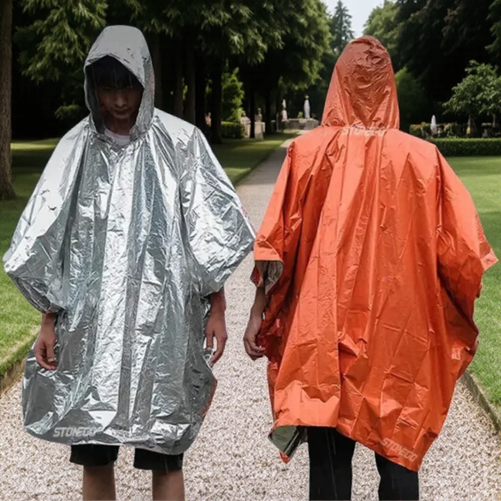 Poncho imperméable d'urgence en plein air, couverture de survie réfléchissante imperméable pour Camping pêche randonnée