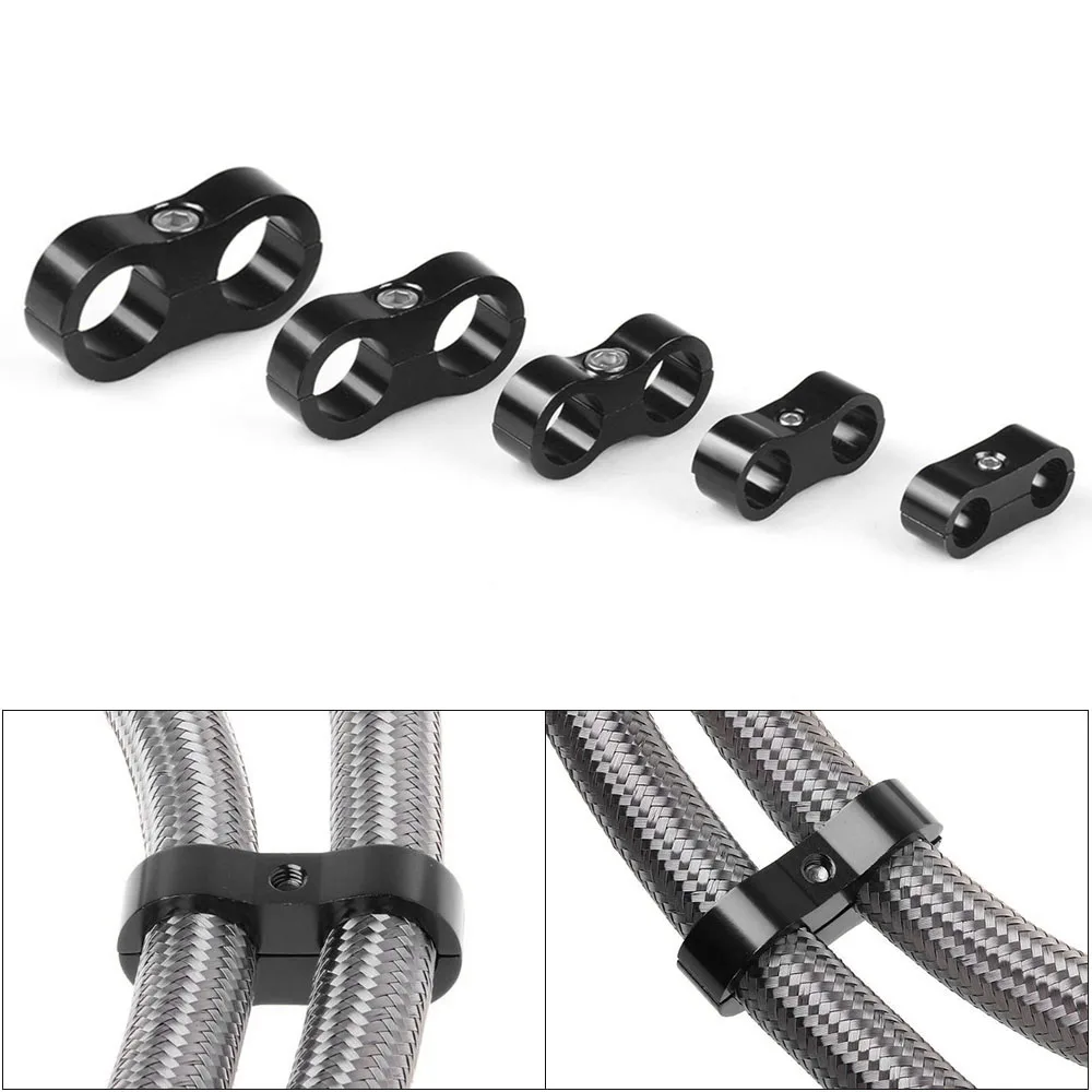 Abrazadera de línea de manguera de goma trenzada, separador de línea anodizado de aluminio, Kit de abrazadera divisora AN4 AN6 AN8 AN10 AN12
