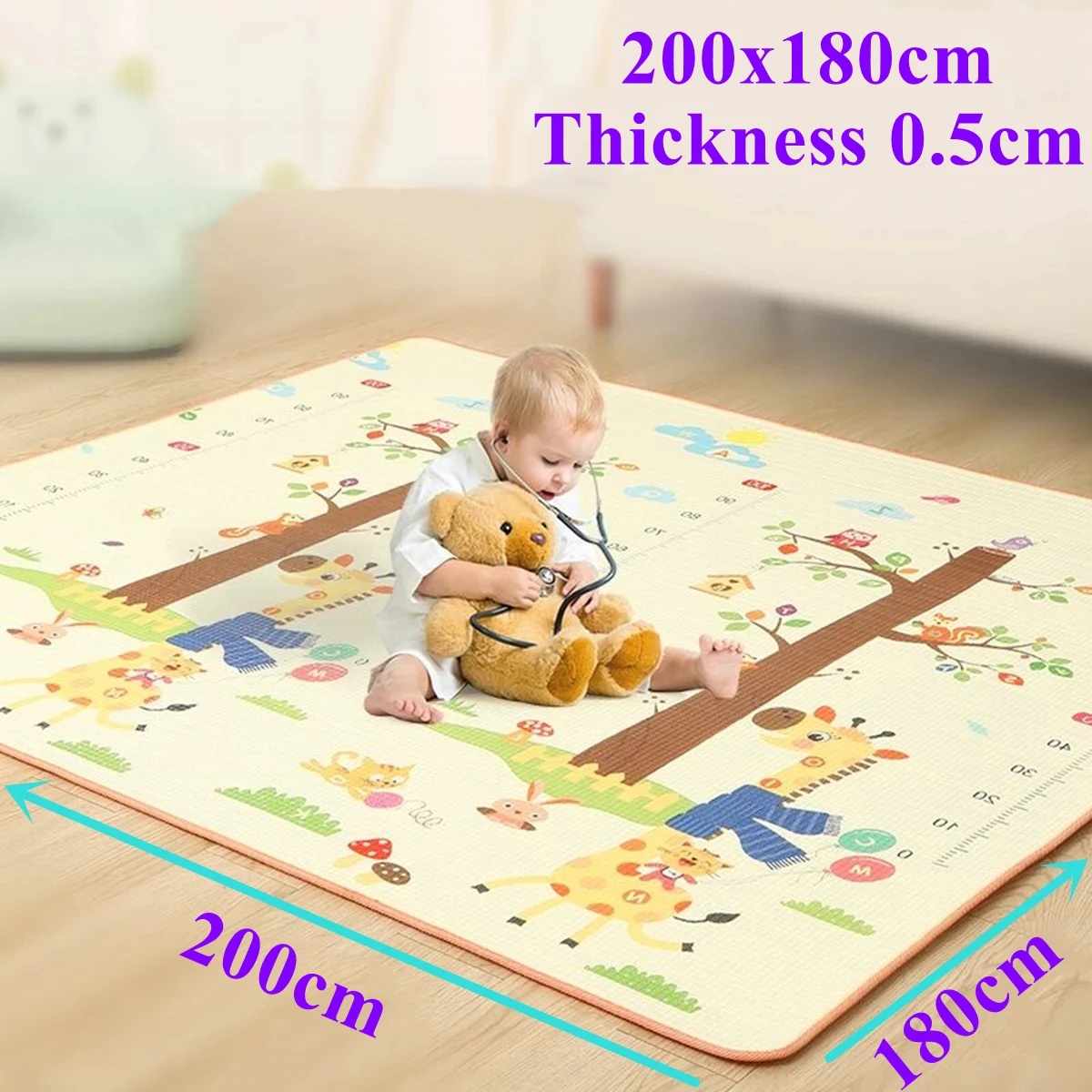 Толщина 200x180 см: 0,5 см, 8 стилей на выбор, детский игровой коврик для детей, игровой коврик, детский коврик для ползания, детский ковер, коврик
