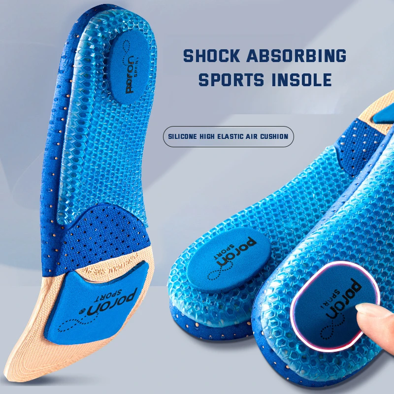 Silicone Orthopedic Insoles for Shoes High Elastic Sport Shockabsorbing Insole for Feet Arch Support Plantar Fasciitis Shoe Sole