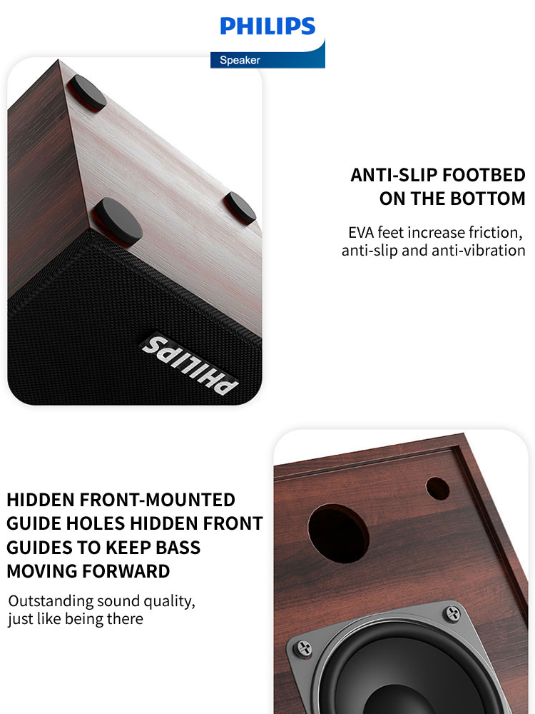 Philips SPA20 Bluetooth-Lautsprecher, Außenlautsprecher, Musik-Player, HiFi-Stereo-Sound, Subwoofer für Computer, Desktop, Mobiltelefon