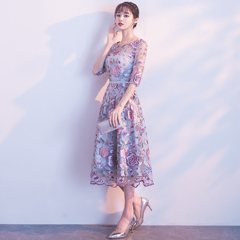 Dongcyey-女性用の花柄のショートフォーマルドレス,エレガントなイブニングドレス,新しいデザイン