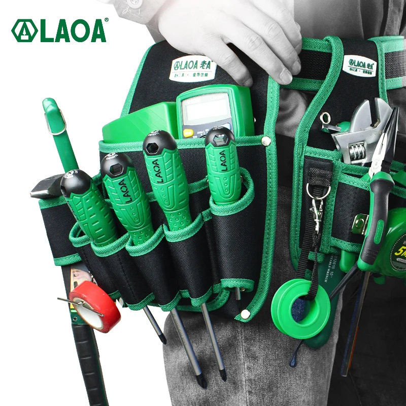 LAOA Multi-Function กระเป๋า Oxford ผ้าเอวแพ็คฮาร์ดแวร์ซ่อมเครื่องมือประแจกระเป๋าคีมช่างไฟฟ้าในครัวเรือนเข็มขัด