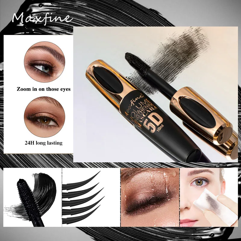 Mascara in seta 5D con occhi grandi, contenuto e lunghezza neri forti e duraturo, mascara impermeabile e non agglomerante e prolungato.