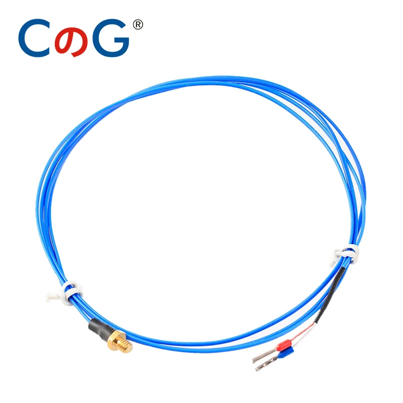 CG K/PT100 Type M3 M4 Copper Screw Thermocouple with 0.5/1/2M High Precision Waterproof PTFE Cable 3D Printer Temperature Sensor