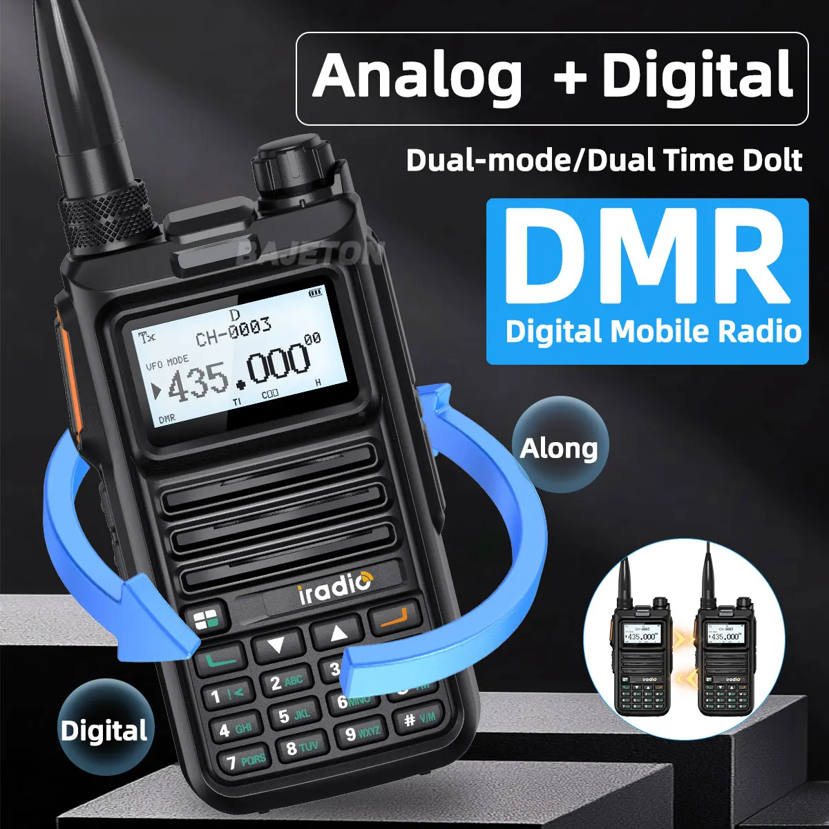 Iradio DM-UV4R DMR Walkie Talkie modo Dual ranura de tiempo Dual AES-256 cifrado Digital analógico SMS NOAA para RT-4D Ham Radio