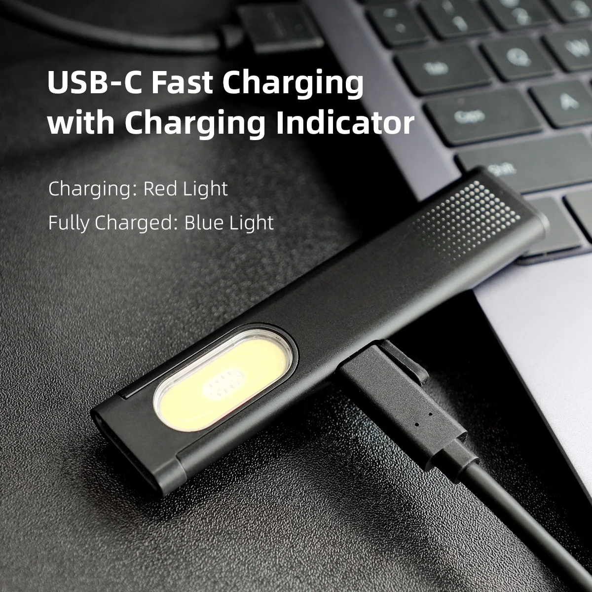 LED-sleutelhangerzaklamp USB C Oplaadbaar 600Lm Mini-zaklamp Draagbare werklamp met magneet Waterdichte zaklantaarn