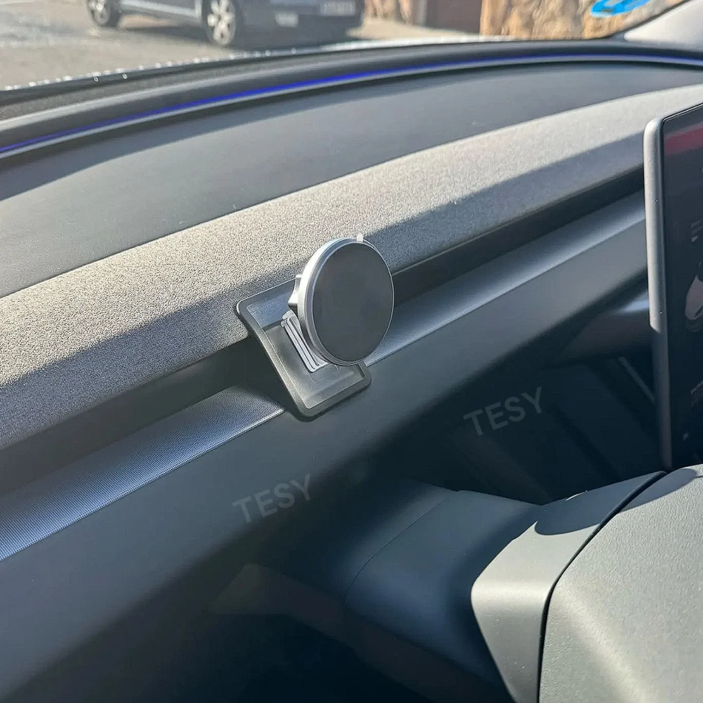 For Tesla Model Y Launch 2025 Model 3 Highland 2024 Phone Holder Mount Magnetic for iPhone Wireless Charger Fast Charging 15W