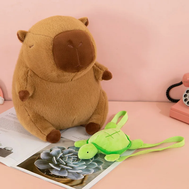 Super น่ารัก Capybara พร้อมกระเป๋าเป้สะพายหลังเต่า Capibara ตุ๊กตา Plush ยักษ์ Kawaii ตุ๊กตาสัตว์ตุ๊กตาเด็กเด็กของขวัญวันเกิดของเล่น