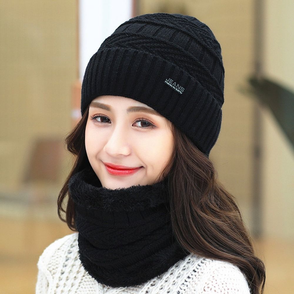 Gorro de inverno chapéu cachecol lã térmica chapéu de malha macio quente balaclava lã pescoço mais quente cachecol boné