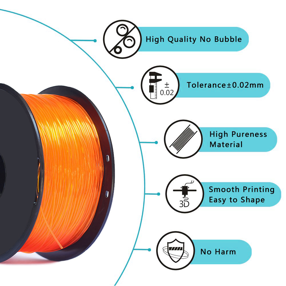 Filamento flexible para impresora 3D TPU 250 g 1,75 mm de longitud 80 M