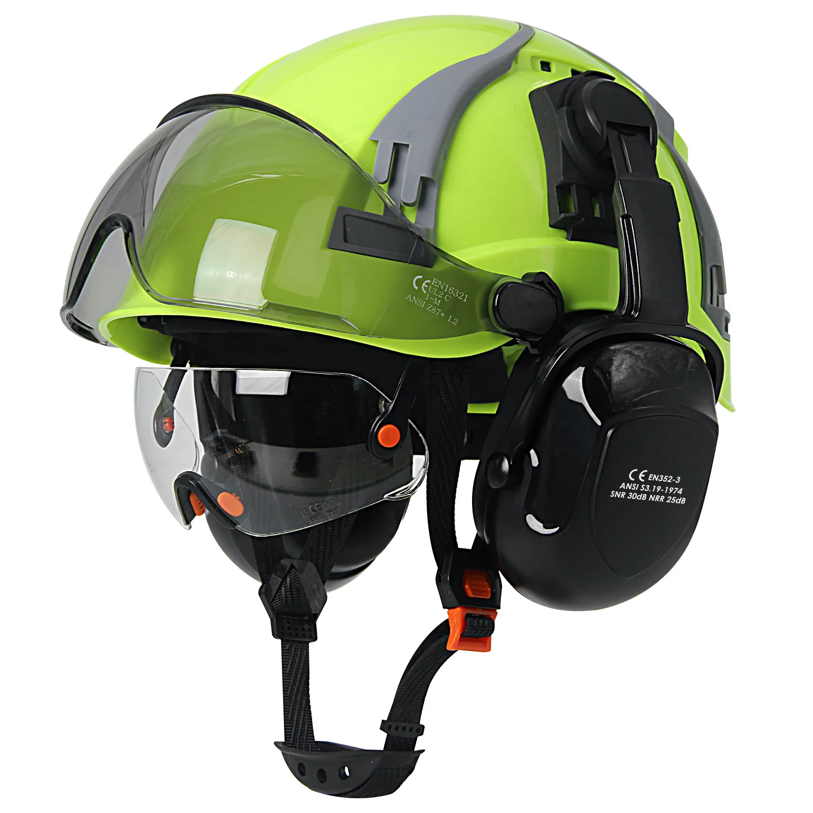 Gorro de seguridad CE con visera con ranura de ventilación ajustable, gafas integradas, orejeras, casco de seguridad ABS, sombrero de trabajo para ingeniero de construcción ANSI, nuevo