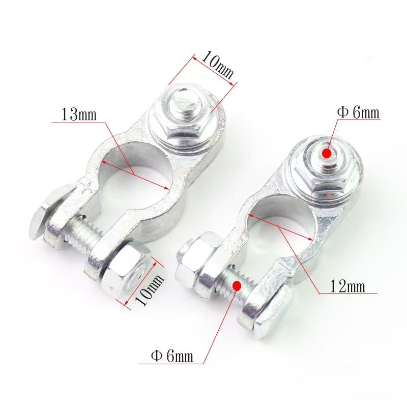 1 par de braçadeira terminal de bateria, liga de zinco, poste positivo e negativo, conector de parafuso de carro, braçadeira terminal de bateria de carro