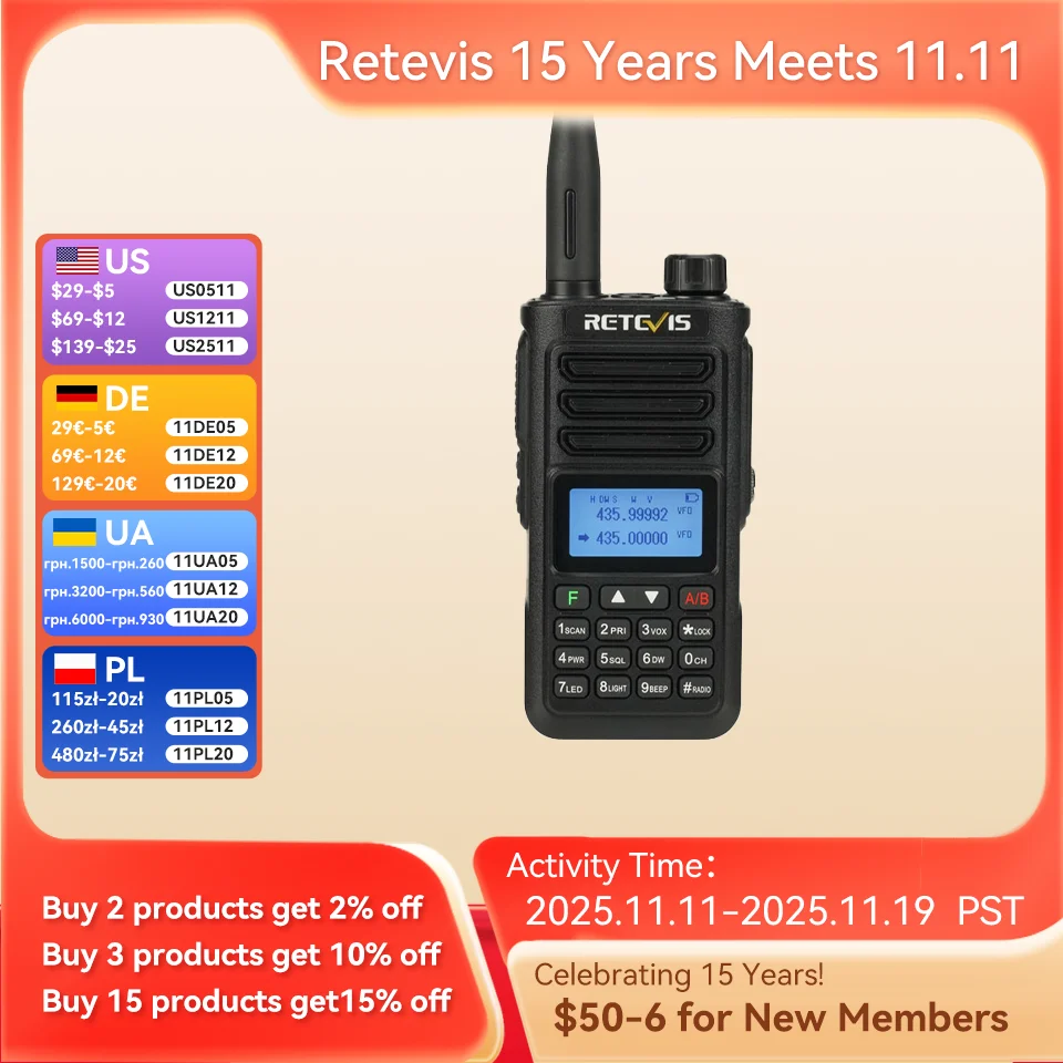 Retevis RA89 walkie talkie largo alcance emisora de radioaficionados walkie-talkies profesional movil walkie tolkie recargable Ham Radio de comunicacion portatil inalambricos resistente al agua IP68