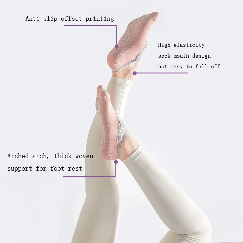 Prati calcetines de Yoga antideslizantes para mujer, calcetines deportivos de silicona transpirables con parte inferior de toalla, calcetines de Yoga, calcetines de Ballet de baile vendaje