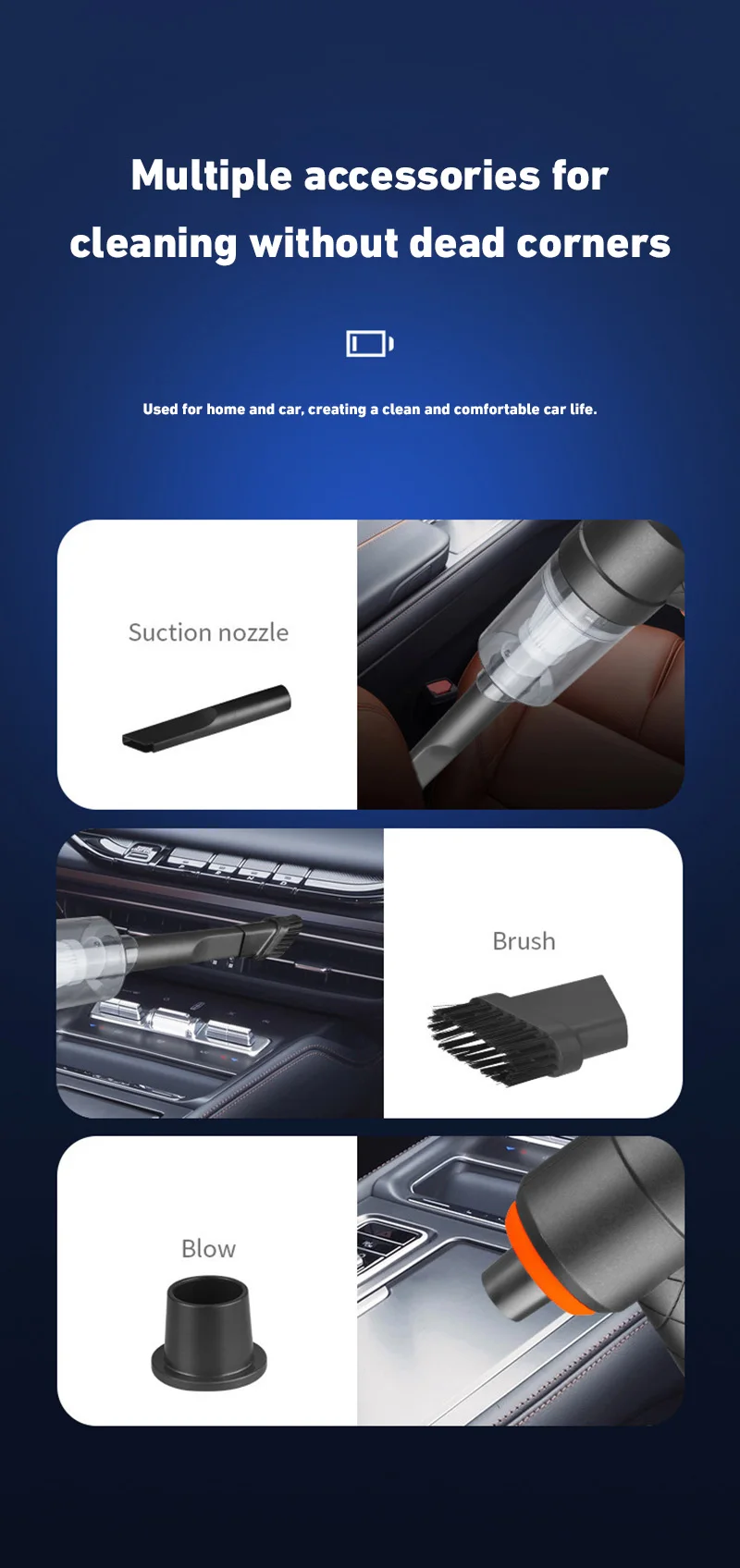 Xiaomi-Aspirador de carro sem fio, vácuo de alta potência, sem fio, portátil, automático, portátil, casa, escritório, 9000Pa, 120W