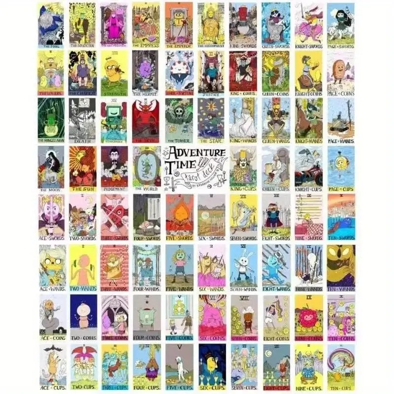 Adventure Time Tarotkarten, Pocket Edition Tarotkarten für Anfänger, Wahrsagerei-Tools, Wahrsagespiel, Brettspielkarten