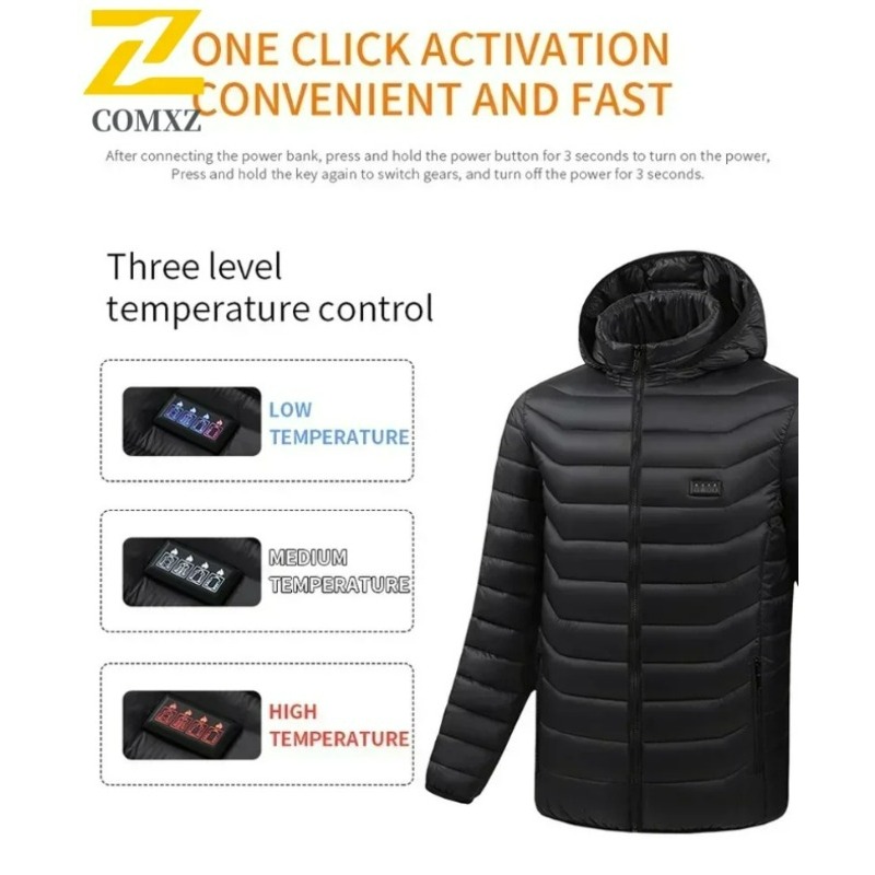 Chaqueta calefactora de 21 áreas para hombre, abrigo eléctrico con USB de invierno, ropa funcional autocalentable, chaleco de esquí para nieve al aire libre, chaqueta acolchada