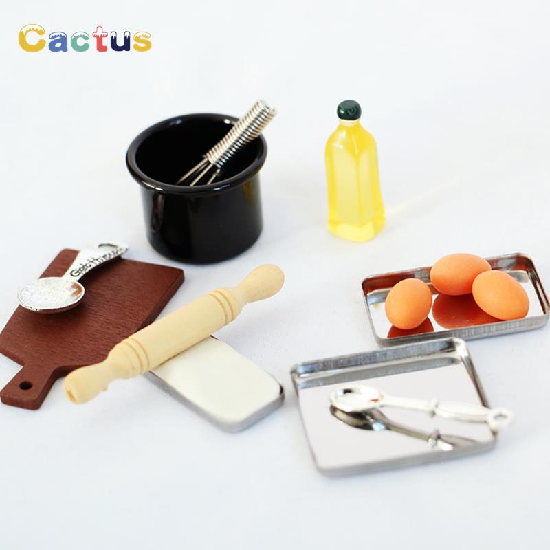 1Set 1/12 Dollhouse Miniature Items Kitchen Utensils Cooking Baking Set Model Rolling Pin Baking Tray DIY Doll House Accessories