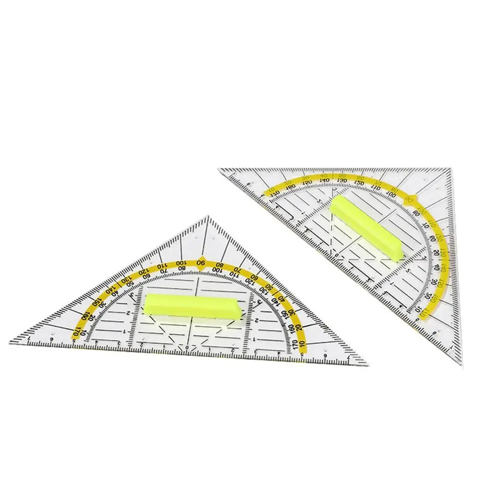 Plastic Set Square Professional With Handle Drafting Tools Scale Ruler Geometry Transparent Angle Protractor School Office
