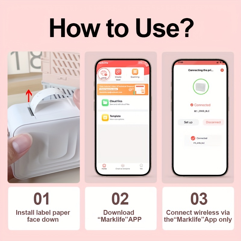 M1 portable ink free Bluetooth mini thermal label printer, similar to D30P15 D11 D101 D110 printer, or corresponding consumables