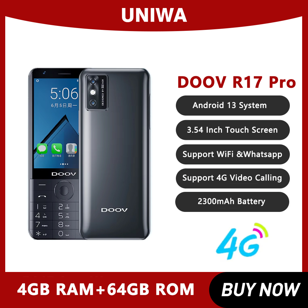UNIWA DOOV R17 Pro Smart Mobile Phone Whatsapp Android 13 Touch Screen 4G Keypad Phones 3.54" 4GB 64GB 2300mAh