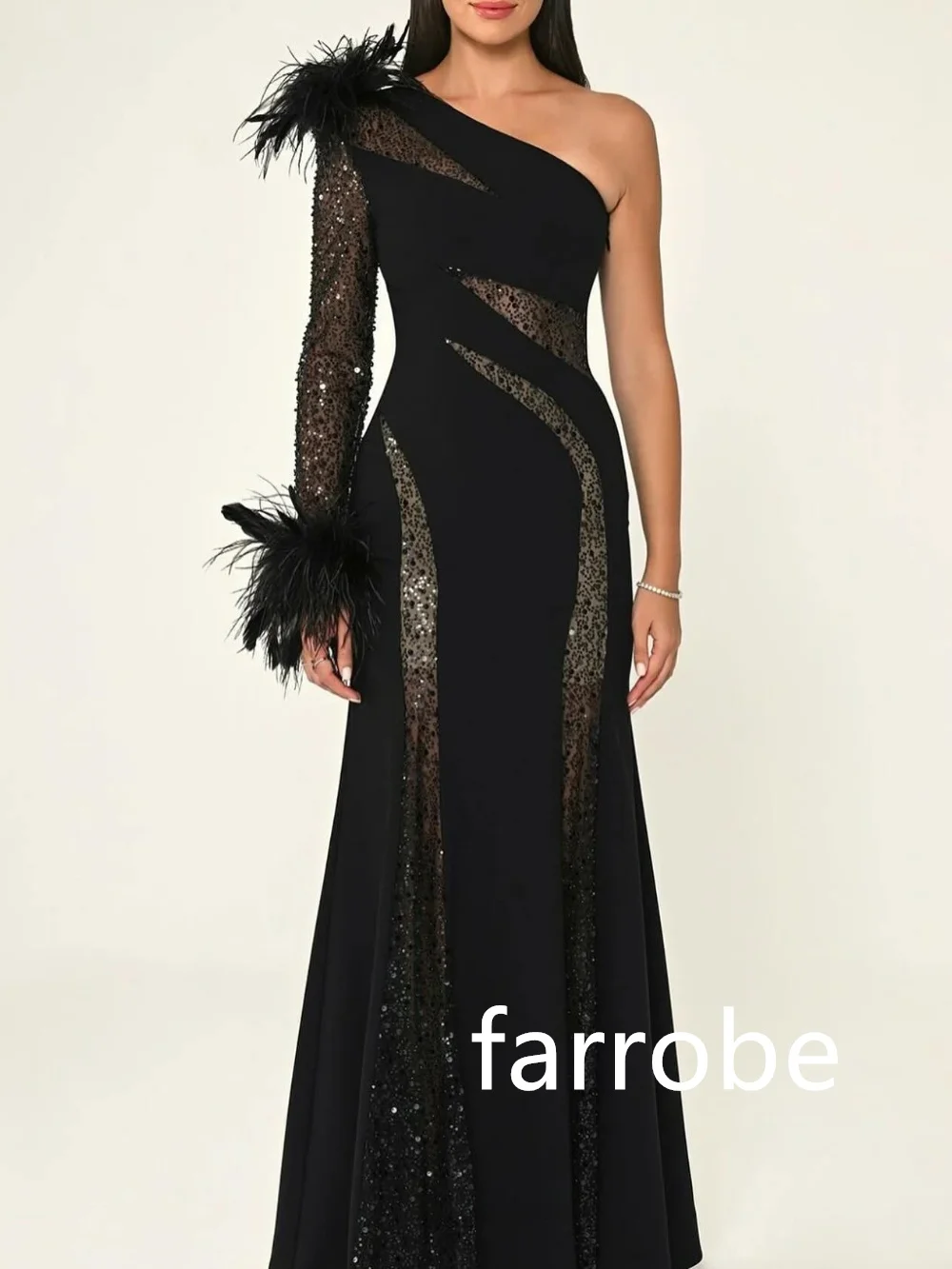 Customized Exquisite Jersey Pleat Feather Mermaid One-shoulder Midi Dresses Bespoke Occasion Dresses Modern Style Pastrol Chines