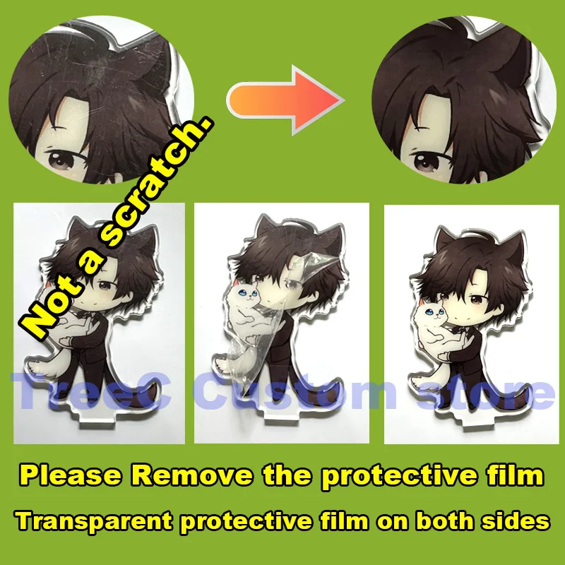 CUSTOM รูป Standee อะคริลิคใสการ์ตูน Charm เกมอะนิเมะออกแบบส่วนบุคคลโต๊ะตกแต่งชุดพวงกุญแจของขวัญสําหรับพัดลม