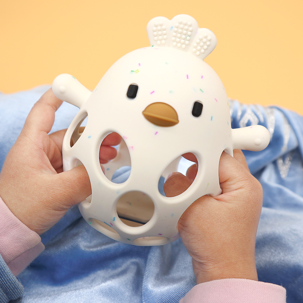 1PC Baby Silikon Beißring Spielzeug Cartoon Küken Form Baby Spielzeug Aushöhlen Baby Pflege Ausrüstung Kauen Ausbildung Baby Produkte