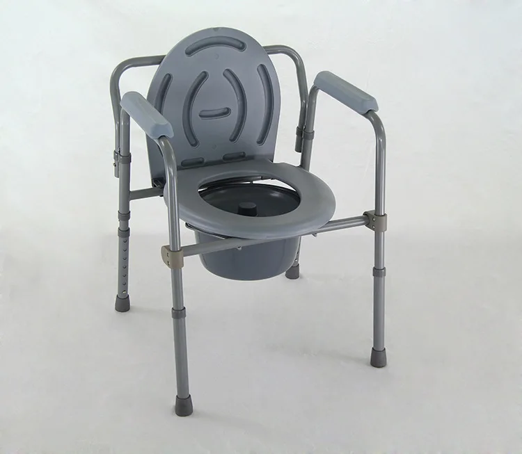 Taburete tipo concha para personas mayores, silla con cubo de inodoro, altura ajustable