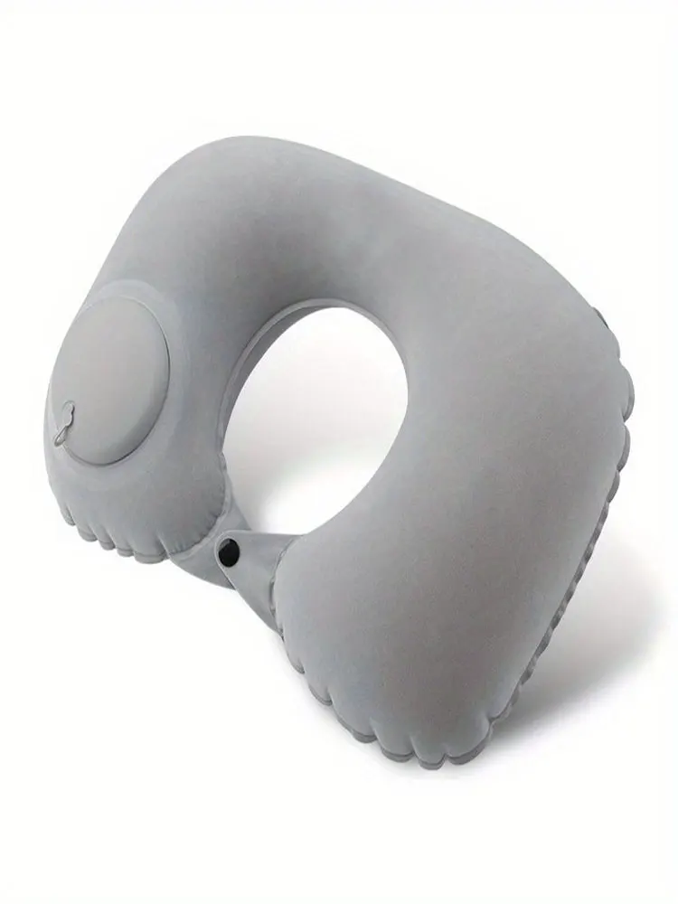 (1 unidad) almohada inflable de viaje TPU prensado en forma de U almohada portátil de protección del cuello para viajes al aire libre