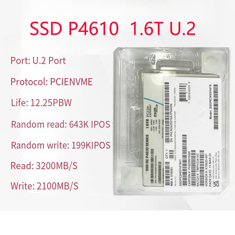 NEW Original For  Intel P4610 1.6T 3.2T 2.5-inch server U.2PCIE enterprise SSD PCIE3.0 high speed enterprise