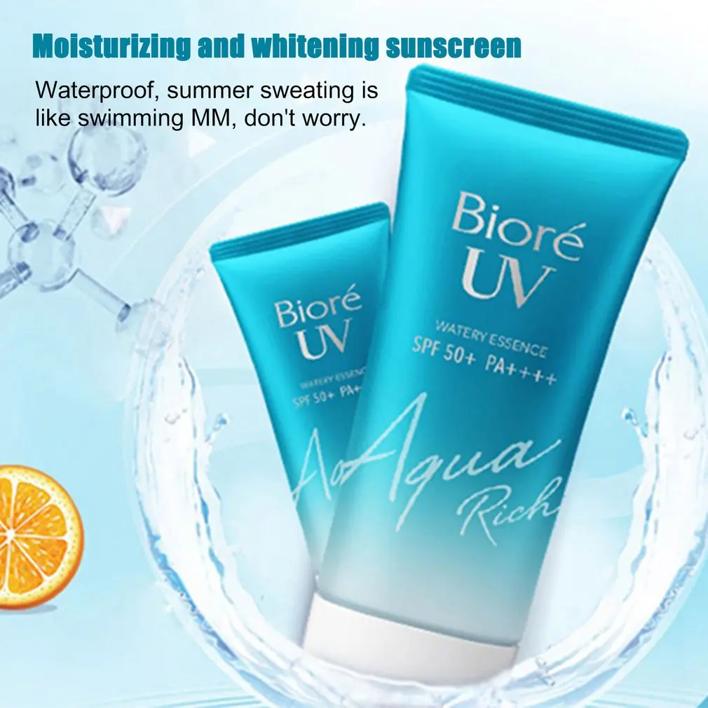 Crema de protección solar SPF50 Biore UV Aqua, Gel de protección UVA UVB, loción aislante para hombres y mujeres, hidratante, blanqueado, resistente al agua