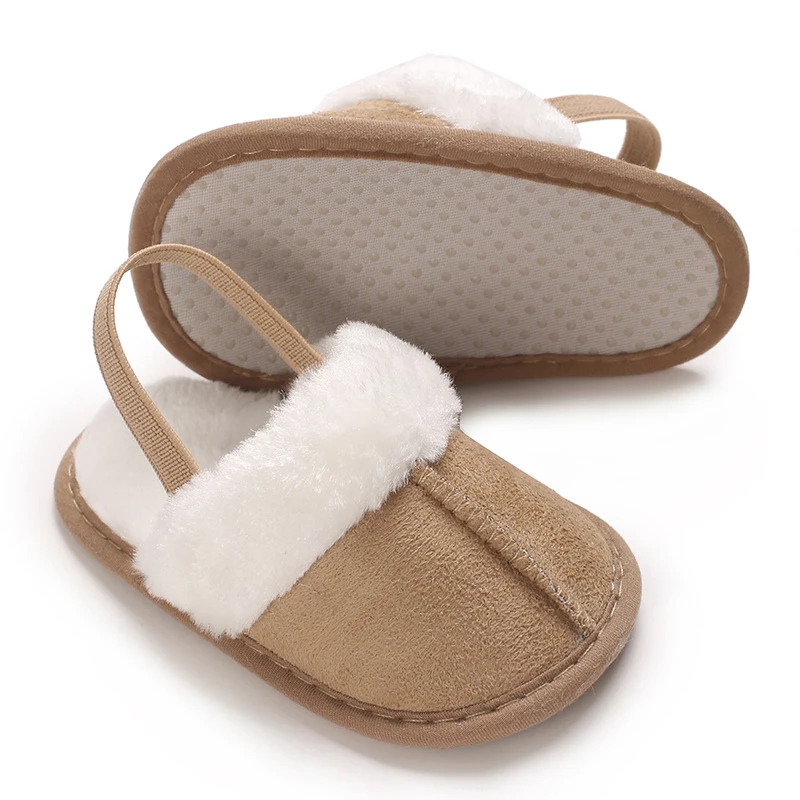Zapatillas de algodón de otoño e invierno para bebés de 0 a 18M con aislamiento de felpa, suela suave, cómodos zapatos para caminar en interiores