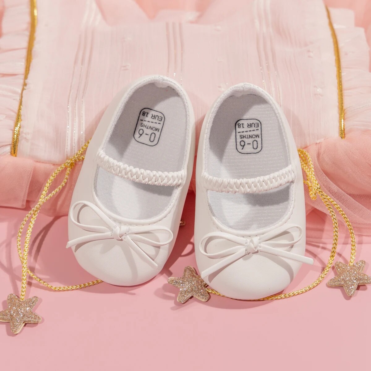 Zapatos de princesa para niña recién nacida, zapatos de frijol de fondo plano con pajarita, zapatos informales suaves con moño poco profundo, 0 a 18M