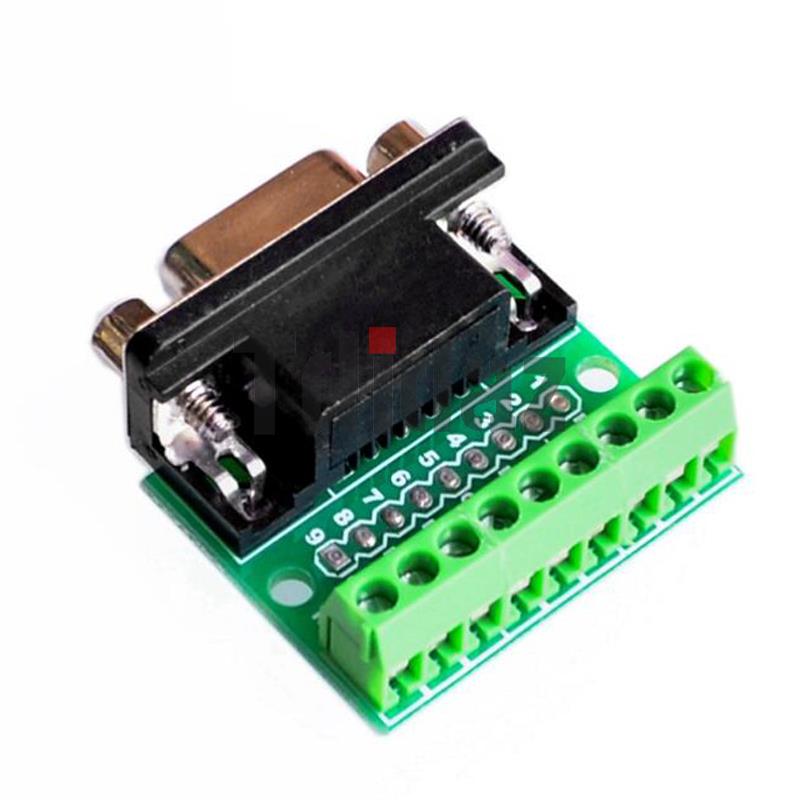 D-Sub 9-polige lötfreie Steckverbinder DB9 RS232 Seriell auf Terminal Buchse Stecker Adapter Stecker Breakout Board Schwarz + Grün