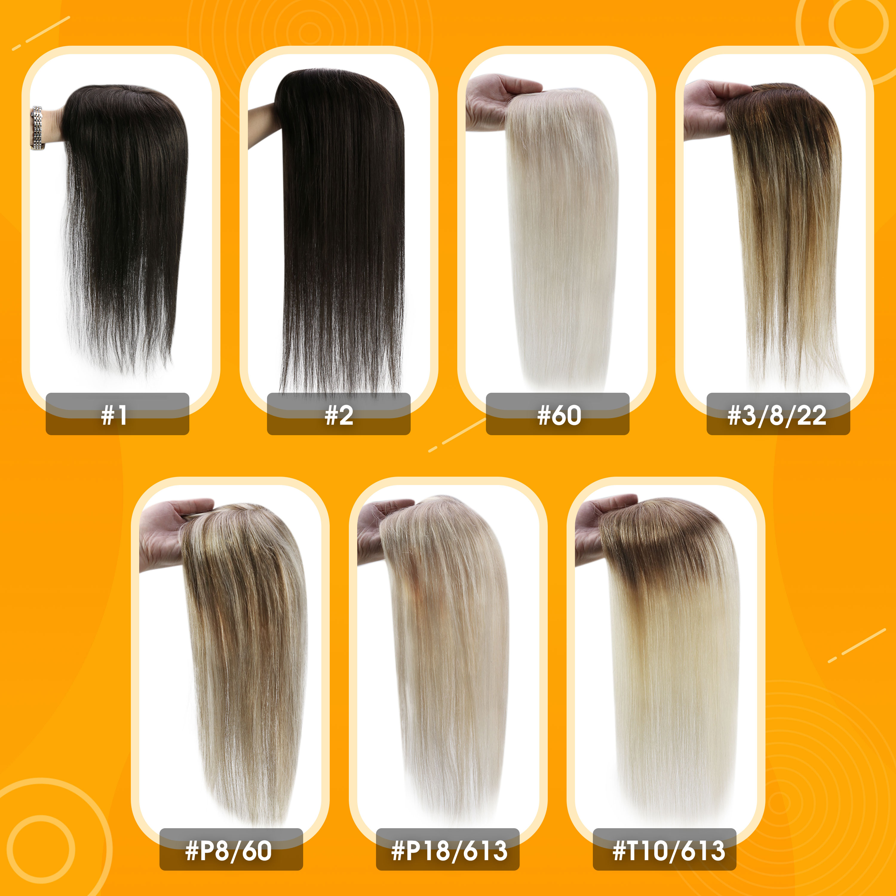 Full Shine Hair Topper Ombre 13*13 ซม.ธรรมชาติสบายชิ้นพร้อมคลิป 100% Breathable MONO สําหรับผู้หญิง