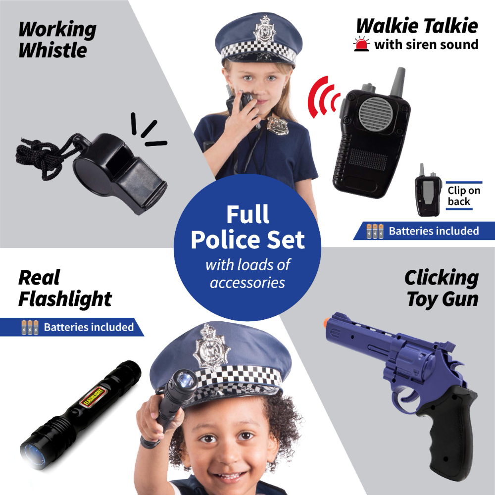 WizKidz 警察おもちゃセット 警察バトン手錠付き おもちゃの銃 警察帽子 子供用 ロールプレイ ドレスアップ ごっこ遊び アクセサリー ギフト
