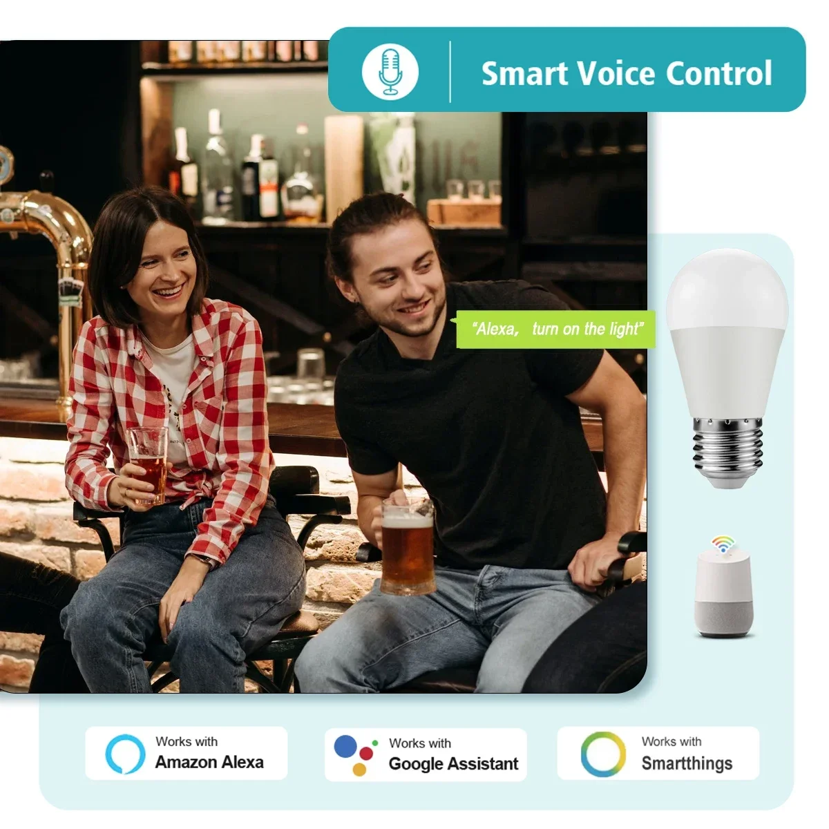 Lampadina intelligente Tuya Rgb dimmerabile Gu10 C37 A60 T37 E14 E27 B22 Luce Wifi Led Lampada magica AC85V-265V Funziona con Alexa Google Home