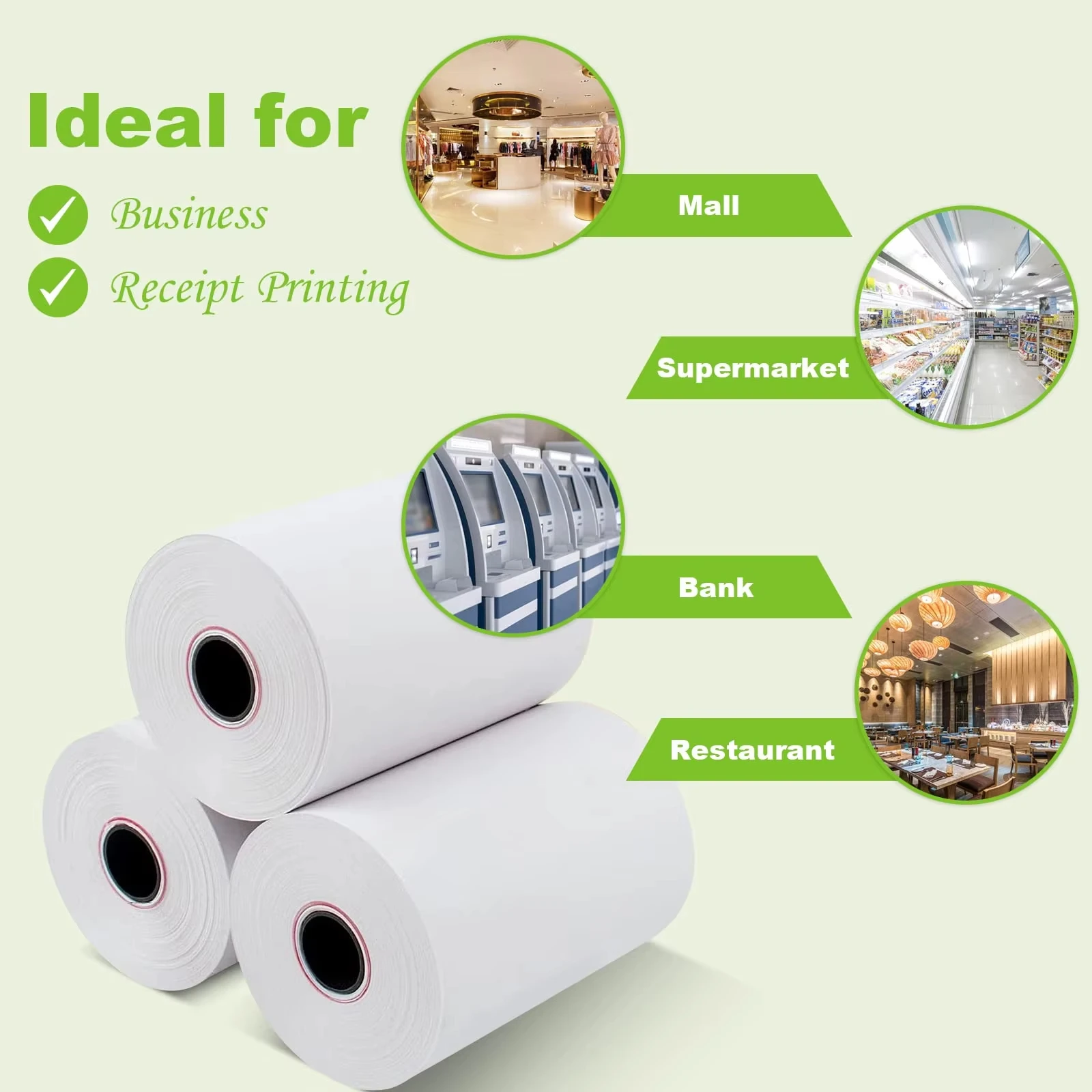 Bulk 57x40mm Thermal Cash Register Rolls - High-Quality POS Printer Paper for Supermarkets