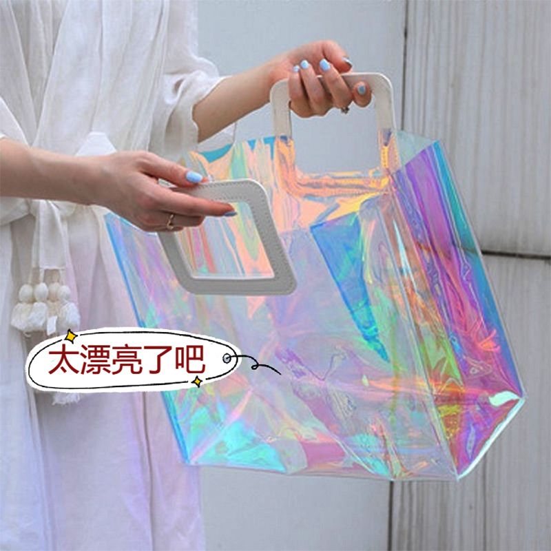 High-End-TPU Bunte Lasertasche Transparente Damenhandtasche Modische Party Große Kapazität PVC Kosmetik Geschenktasche
