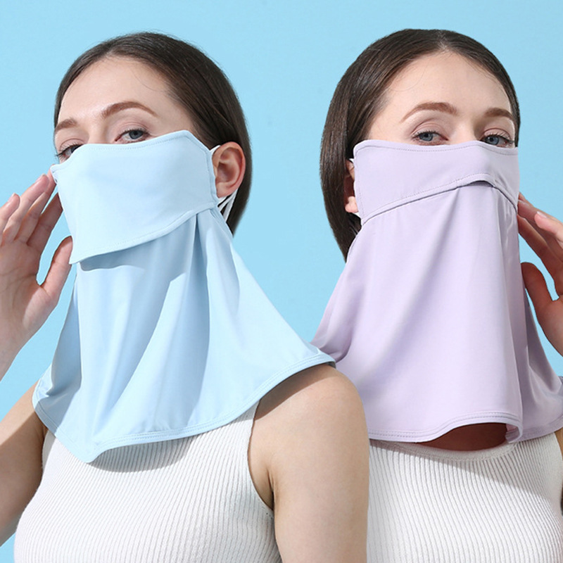 2024, neue Frühling und Sommer, reine Farbe, einfache Outdoor-Radfahren, Reisen, Sonnenschutz, Halbmaske, Eisseide, Iady-Maske