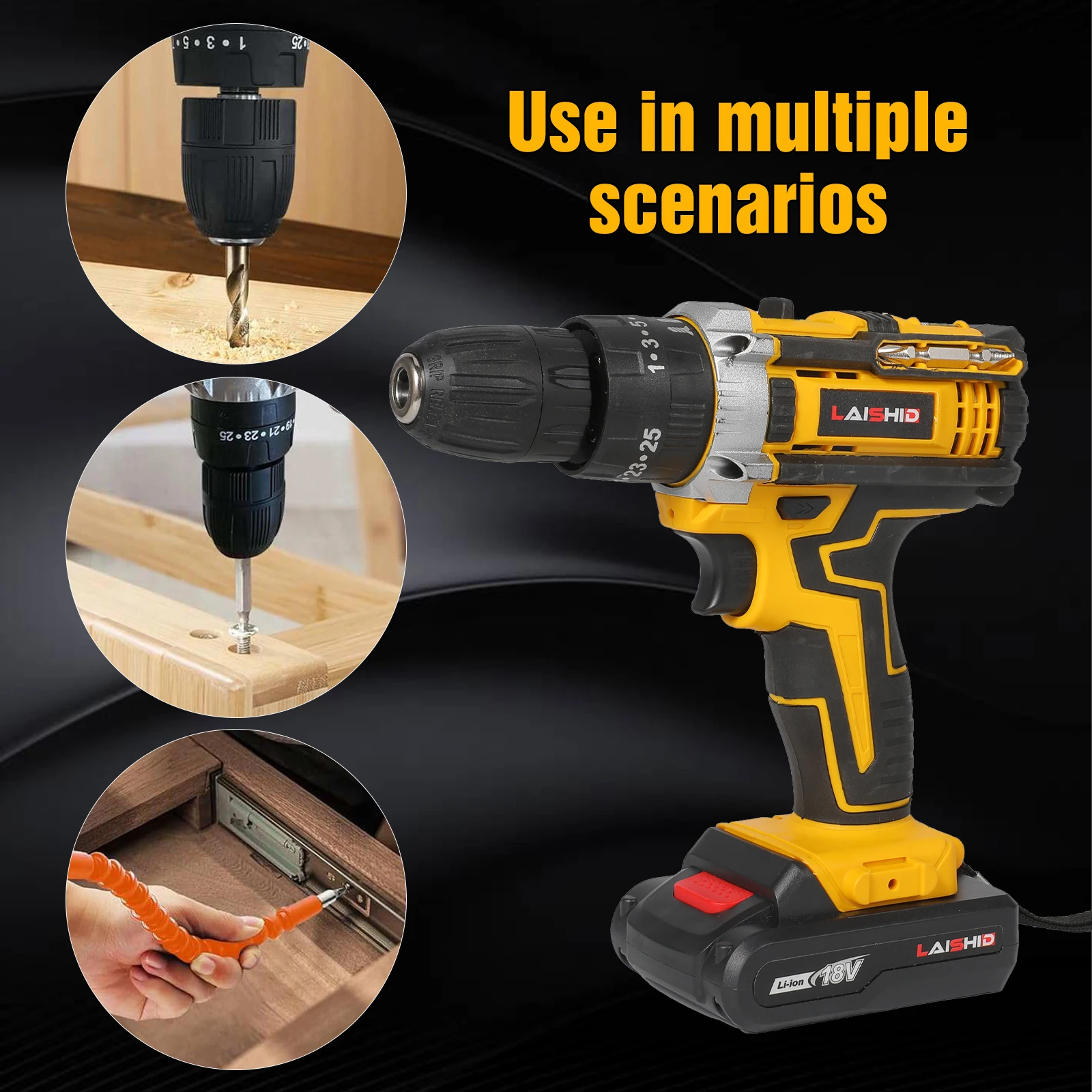 Trapano a percussione a batteria 21V Cacciavite elettrico Trapano a percussione elettrico Mini trapano a mano senza fili Utensili elettrici a batteria agli ioni di litio
