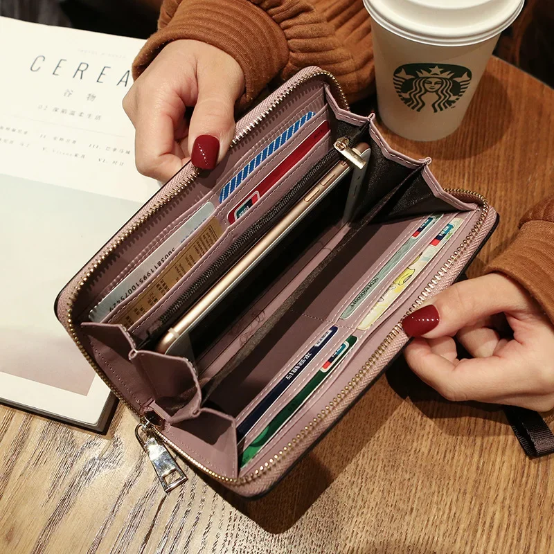 ใหม่ผู้หญิง Multi-Function กระเป๋าสตางค์เงินกระเป๋า Lady ยาว PU หนังซิปคลัทช์กระเป๋ากระเป๋าสตางค์ Carteras Para mujer 2024