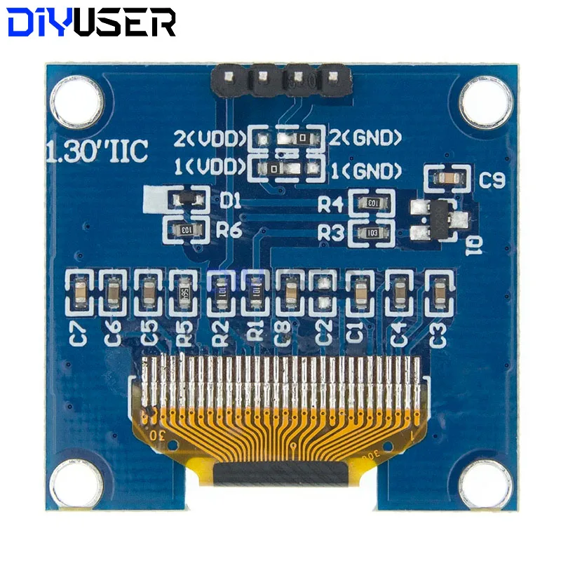 DIYUSER 1.3 "OLED 디스플레이 모듈 흰색/파란색 드라이브 칩 SH1106 128X64 1.3 인치 OLED LCD LED IIC I2C Arduino 용 통신