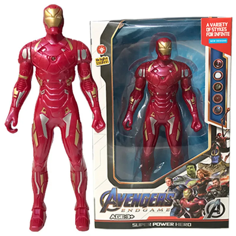 17 センチメートルマーベルスパイダーマンモデルアニメアクションフィギュアスパイダーマンキャプテンアイアンマン発光子供のおもちゃの装飾人形ギフト