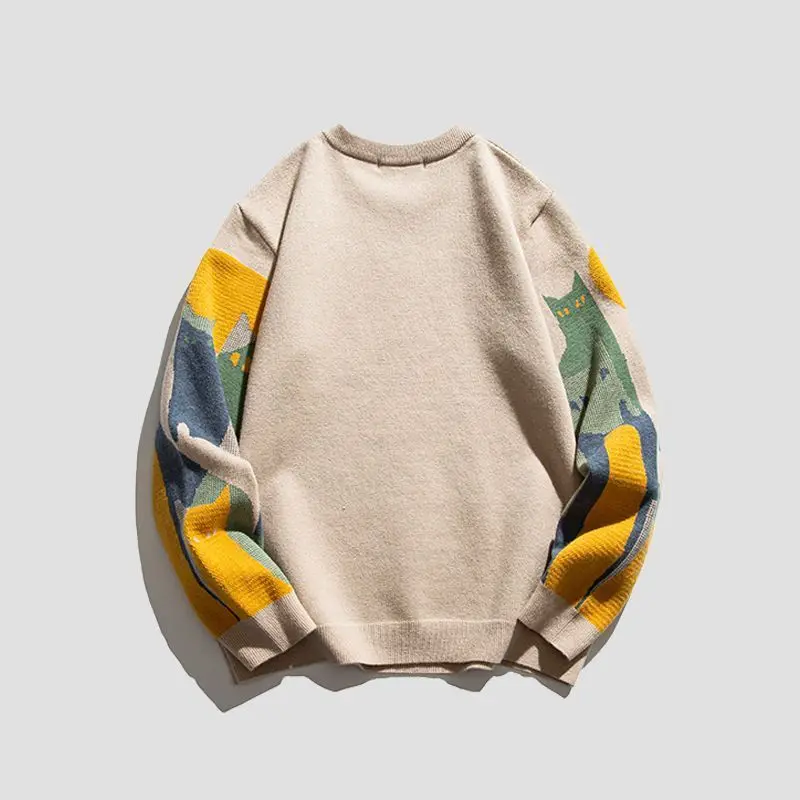 Jersey con cuello redondo para hombre, camisa informal estampada, elegante, de punto, estilo Retro, a la moda, para otoño e invierno, 2024