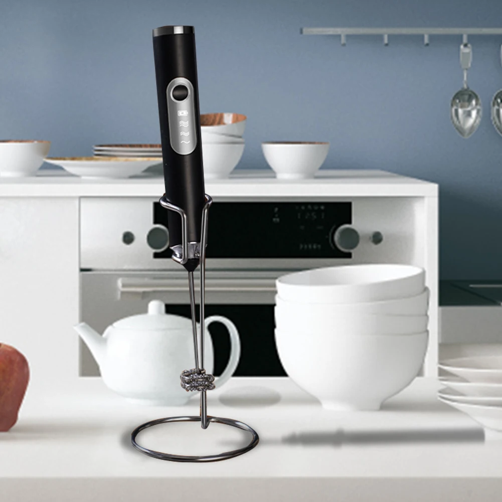Electric Milk Frothers Wireless Handheld Milk Foamer Blender Coffee Maker Whisk Mixer Cappuccino Cream Egg Beater With Stand