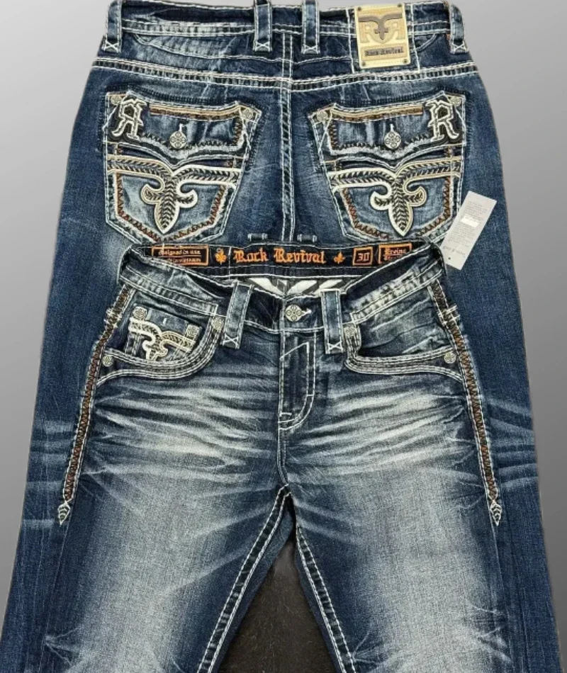 男性と女性のための青い刺繍のクロスパターンのジーンズ,原宿,カジュアル,ヒップホップ,y2k,アメリカン,レトロ,新しいスタイル